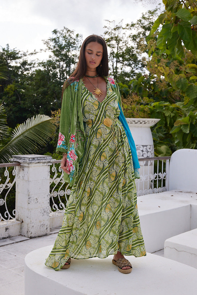 One Night In Heaven Silk Velvet And Embroidered Short Housecoat - Chasing Unicorns