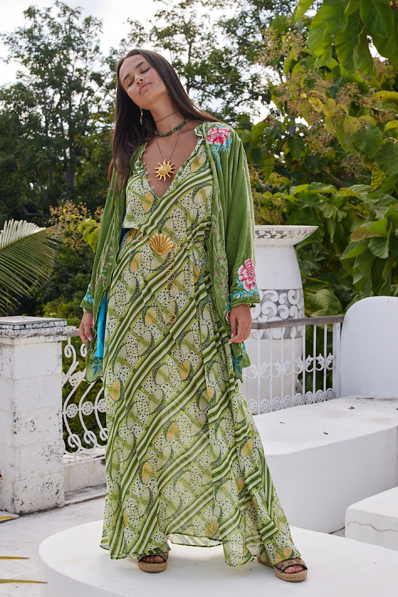 One Night In Heaven Silk Velvet And Embroidered Short Housecoat - Chasing Unicorns