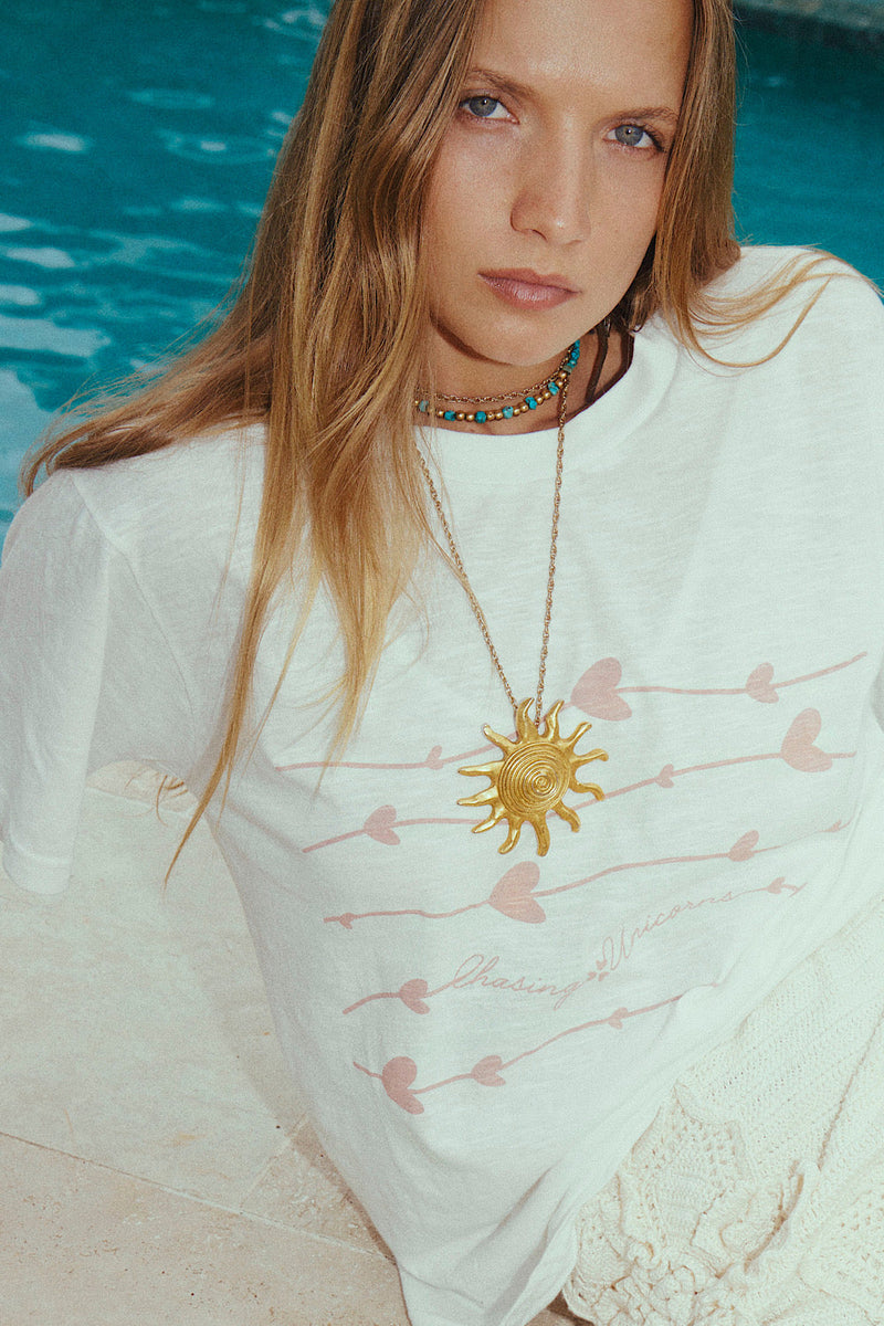 Organic Cotton Chasing Unicorns Tshirt - heart motif - Chasing Unicorns