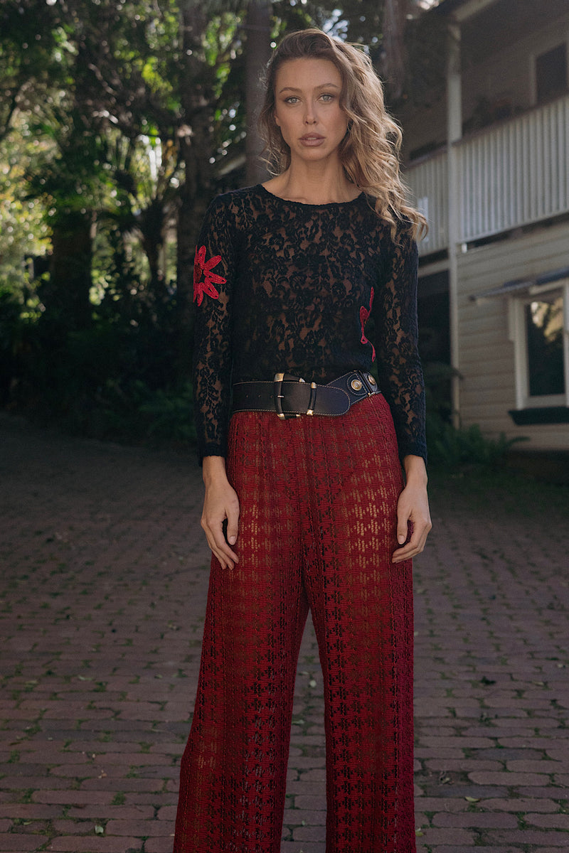 Positive Vibrations Leisure Pants - Burgundy - Chasing Unicorns