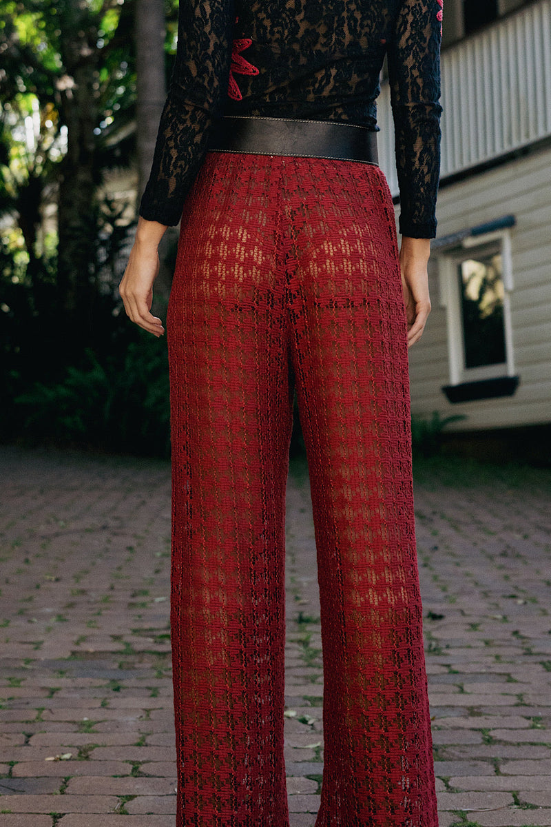 Positive Vibrations Leisure Pants - Burgundy - Chasing Unicorns