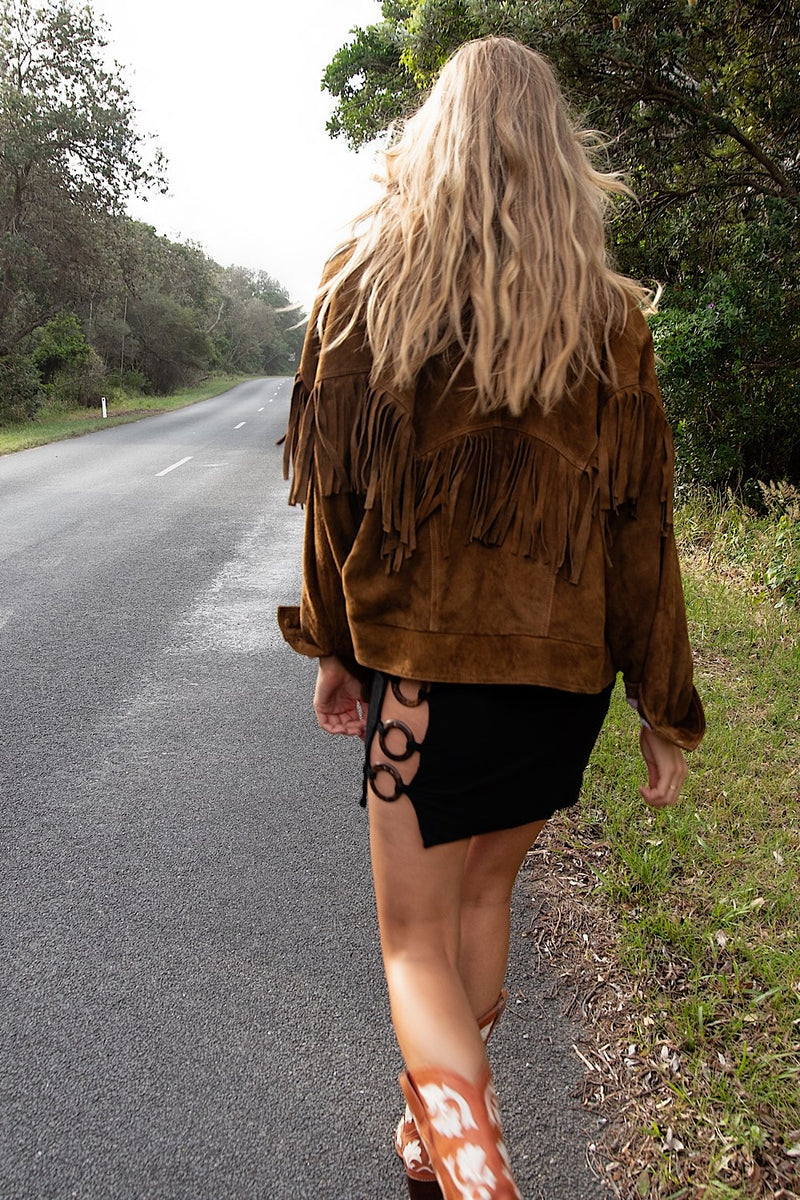 Prairie Fire Suede Fringe Jacket - Brown - Chasing Unicorns