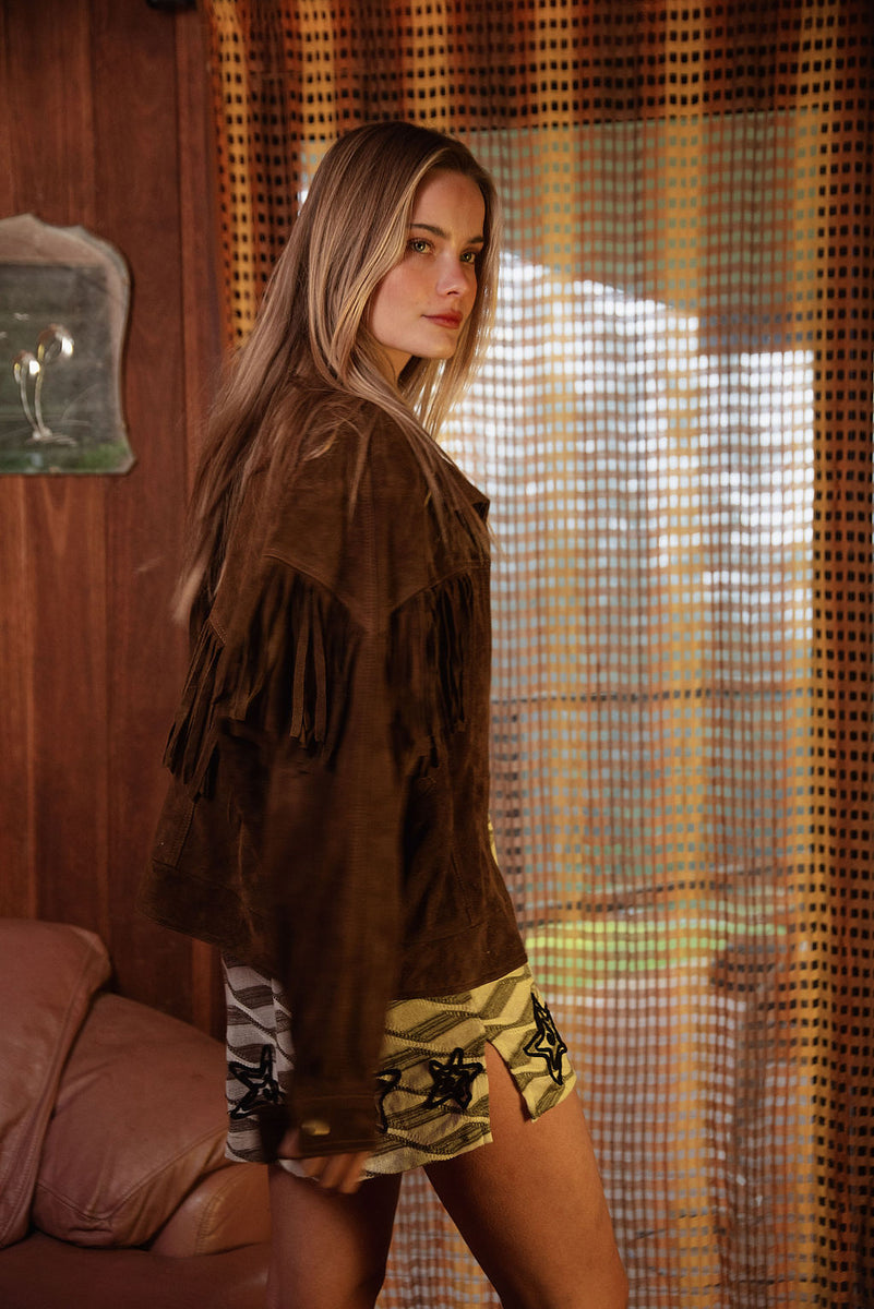 Prairie Fire Suede Fringe Jacket - Brown - Chasing Unicorns