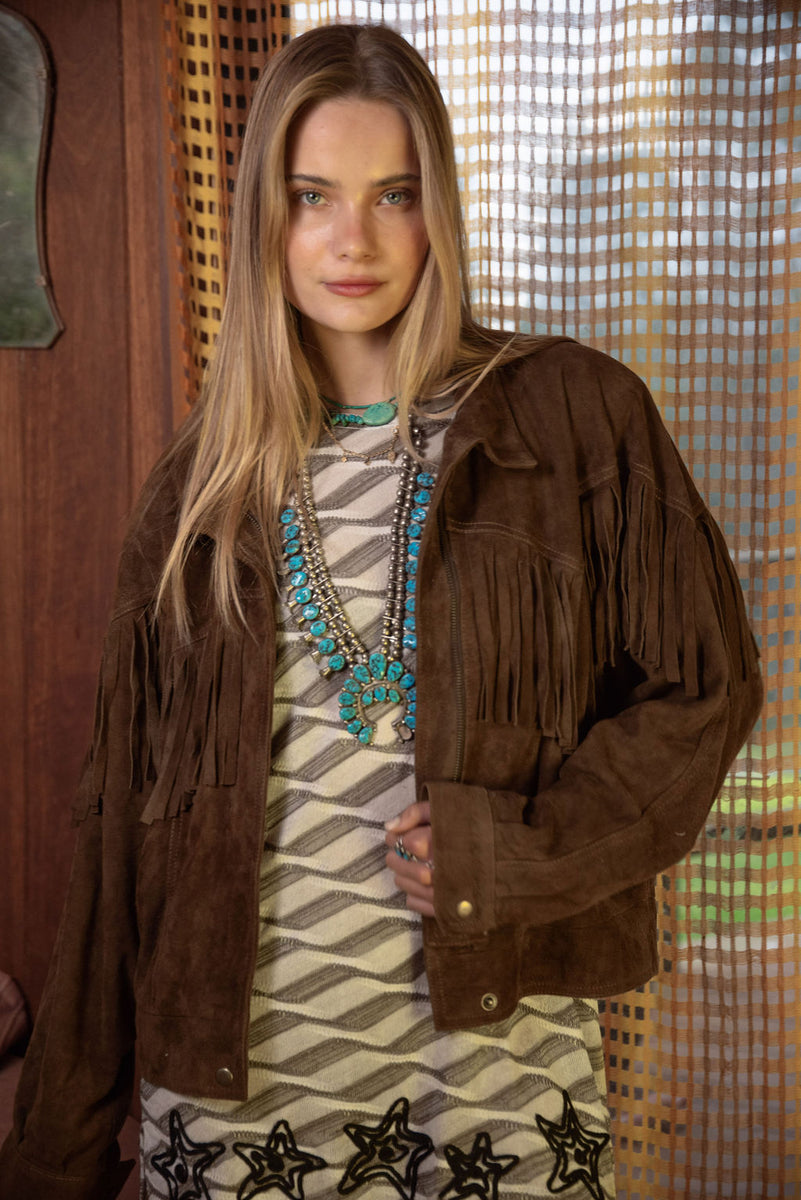 Prairie Fire Suede Fringe Jacket - Brown - Chasing Unicorns