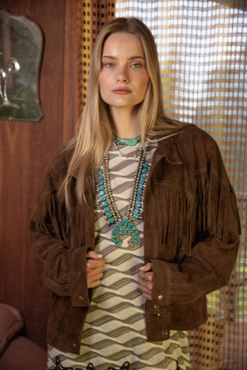 Prairie Fire Suede Fringe Jacket - Brown - Chasing Unicorns