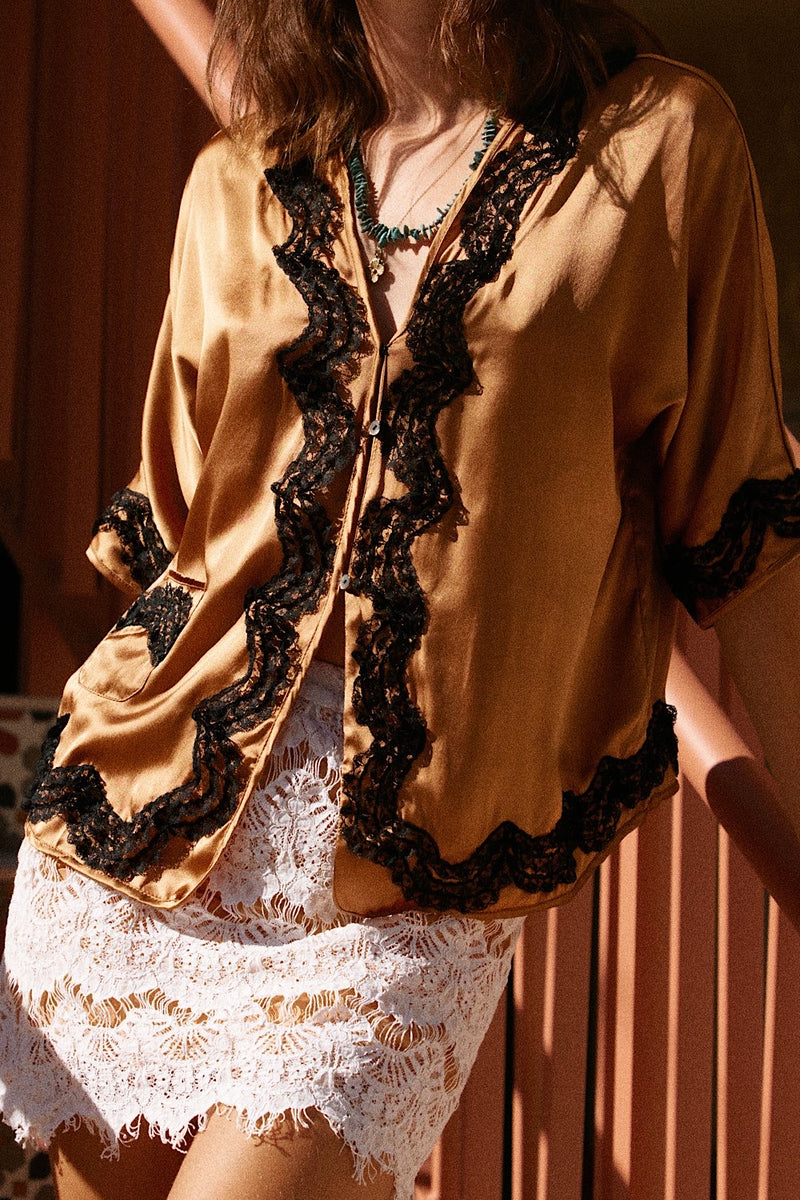 Promised Land Silk Satin And Lace Blouse - Chasing Unicorns