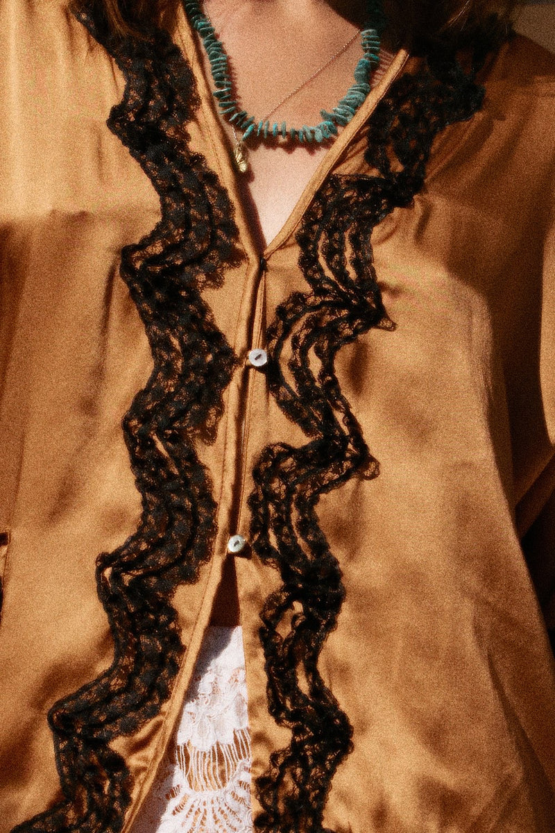 Promised Land Silk Satin And Lace Blouse - Chasing Unicorns