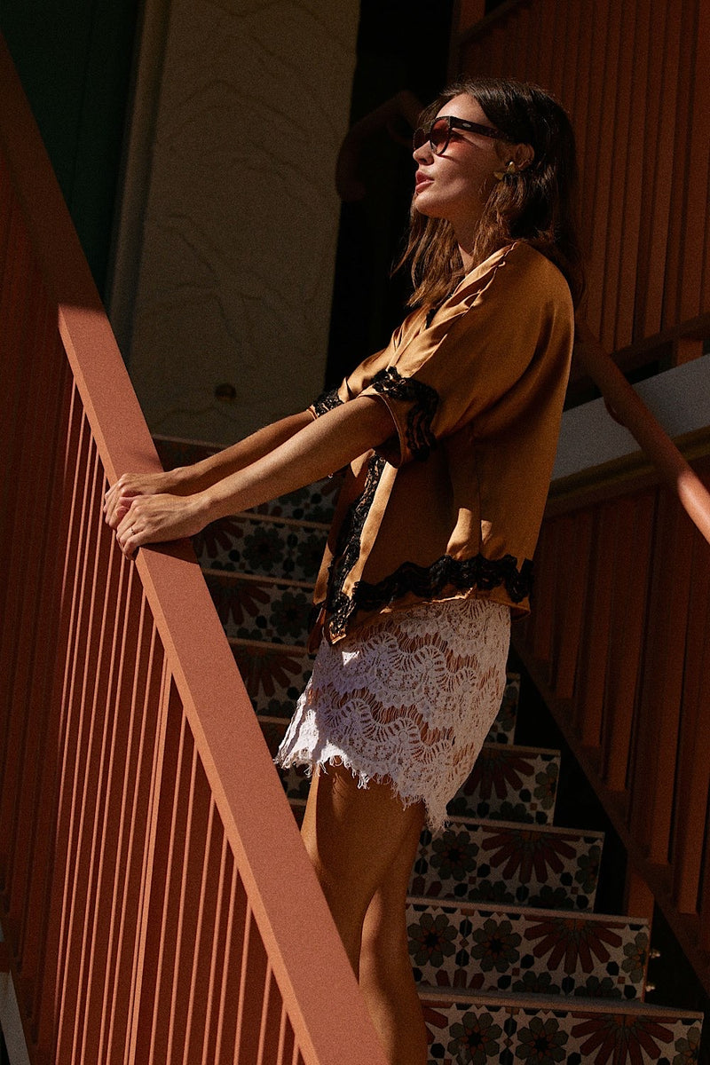 Promised Land Silk Satin And Lace Blouse - Chasing Unicorns