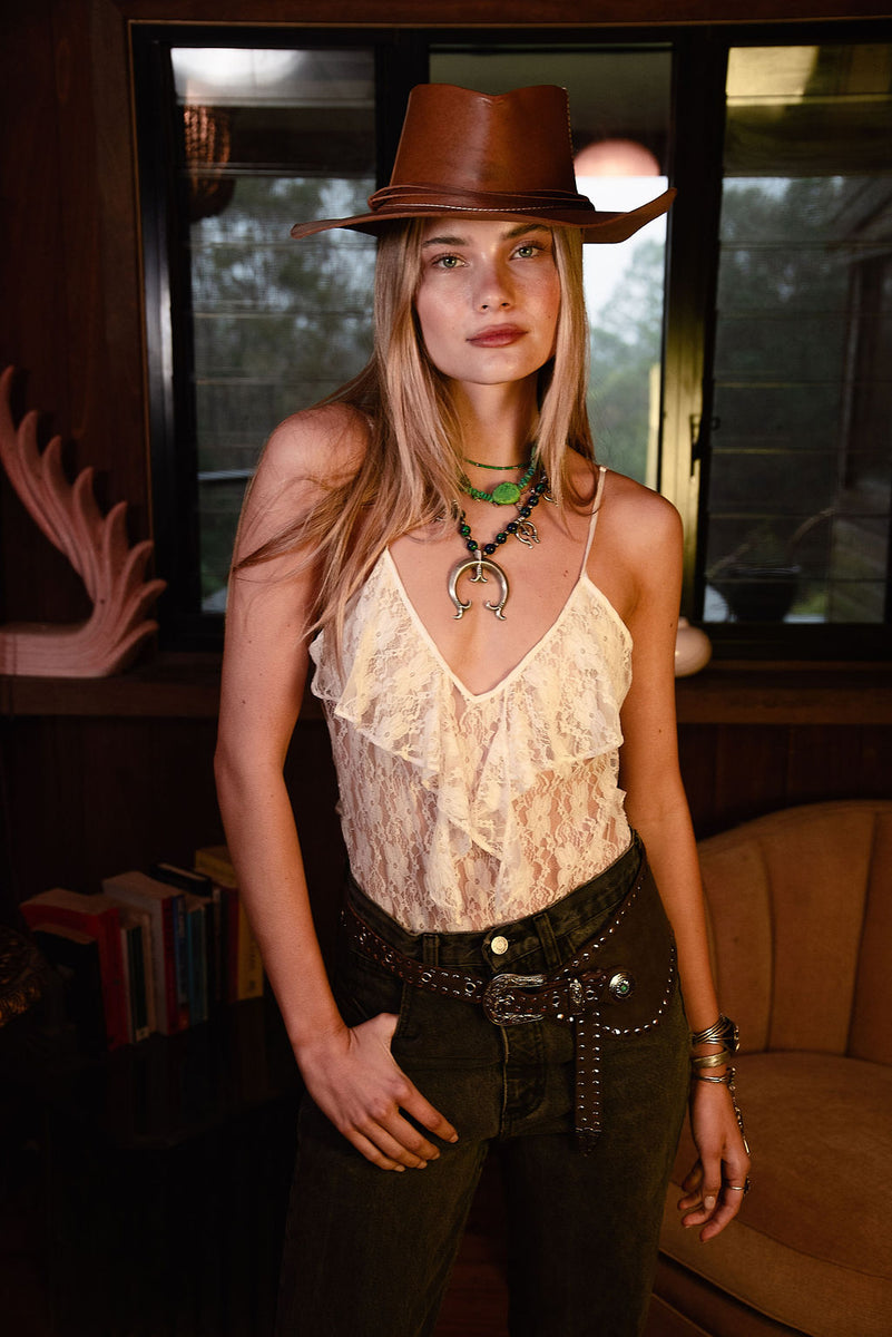Rebel Leather Studded Belt - Brown - Chasing Unicorns
