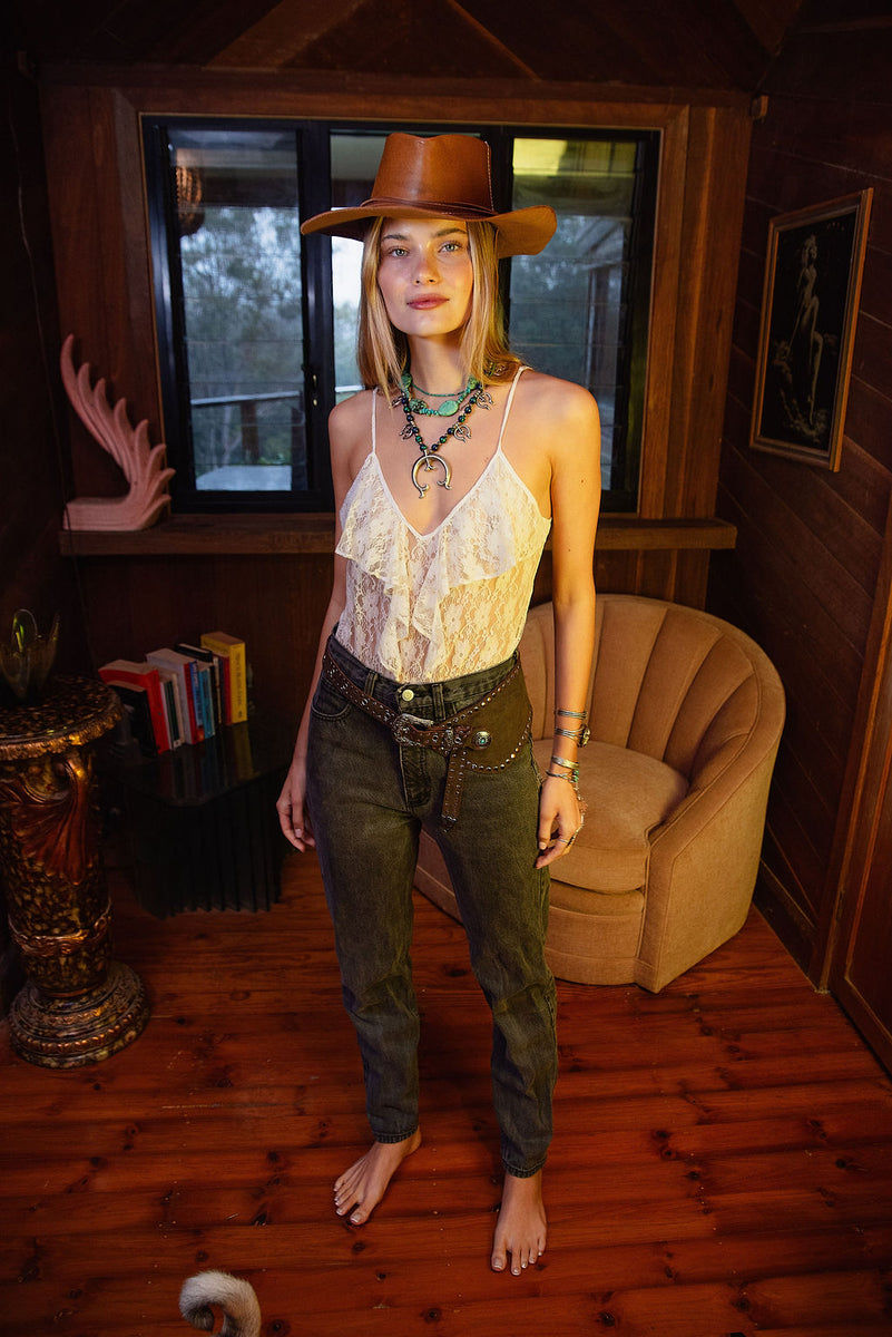 Rebel Leather Studded Belt - Brown - Chasing Unicorns