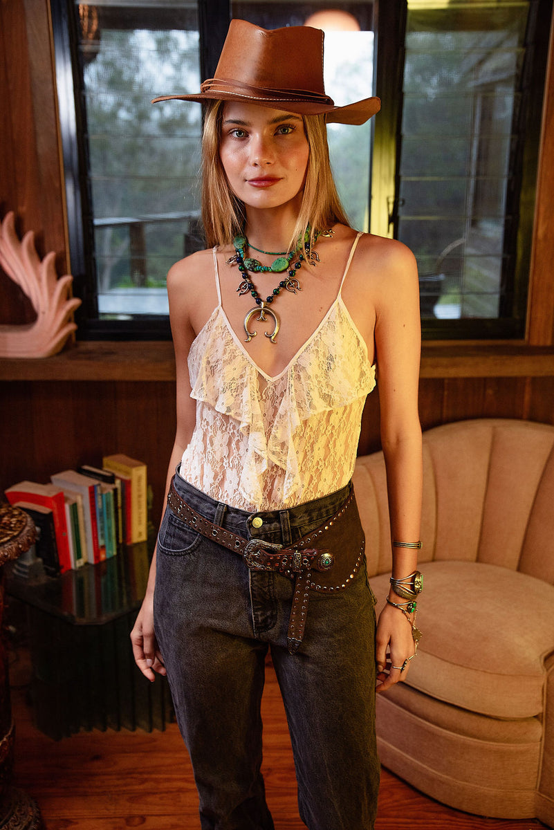 Rebel Leather Studded Belt - Brown - Chasing Unicorns