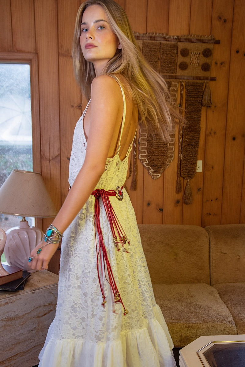 Red Leather + Hand Cast Concho Belt - Chasing Unicorns