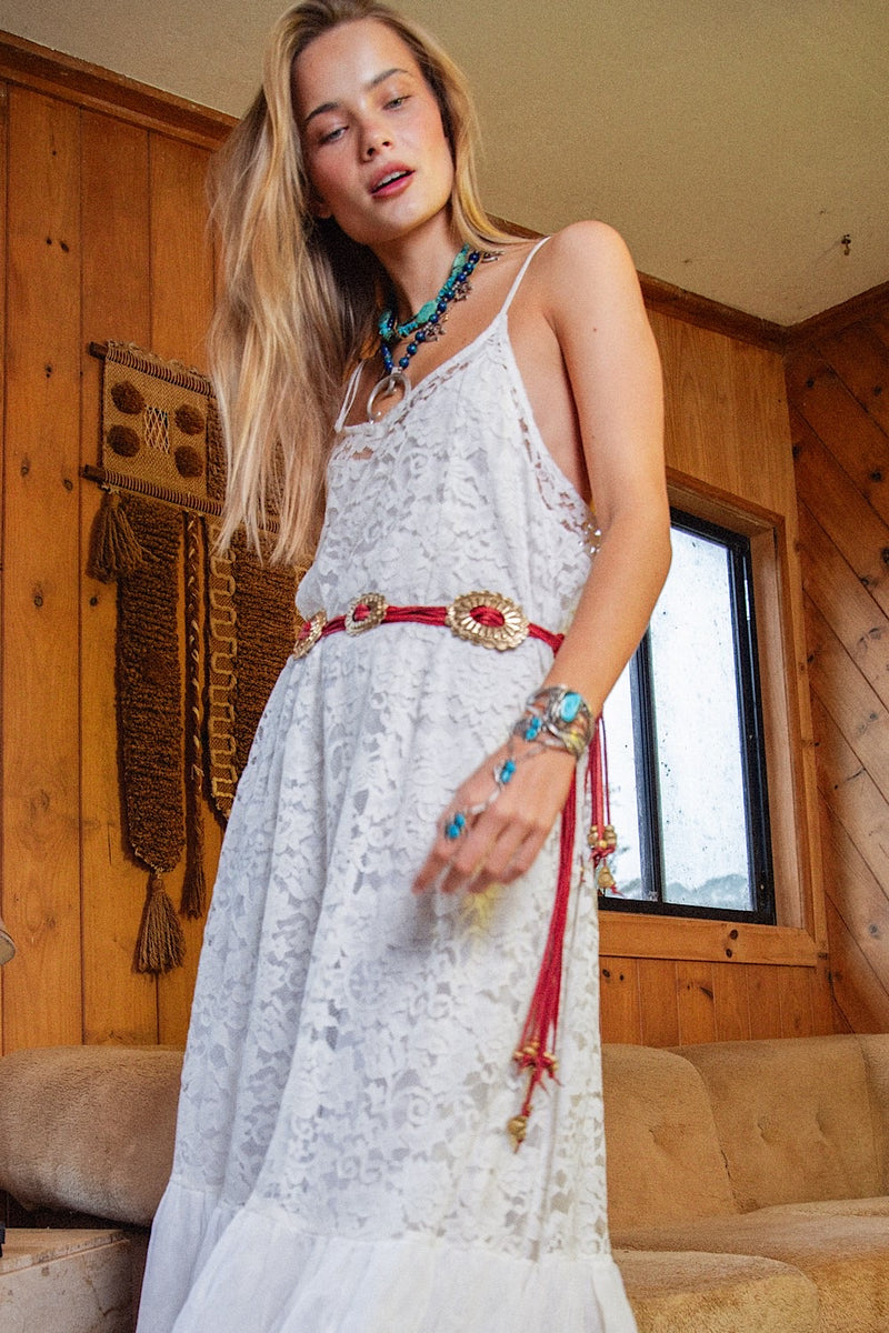 Red Leather + Hand Cast Concho Belt - Chasing Unicorns