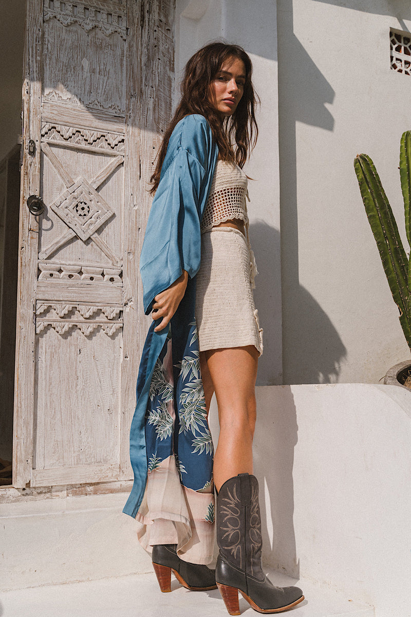 Rhythm Is A Dancer Tiger Hand Painted Silk Crepe Kimono - Chasing Unicorns