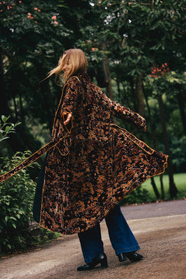 Roadhouse Blues Velvet Housecoat  -  Midnight Paisley