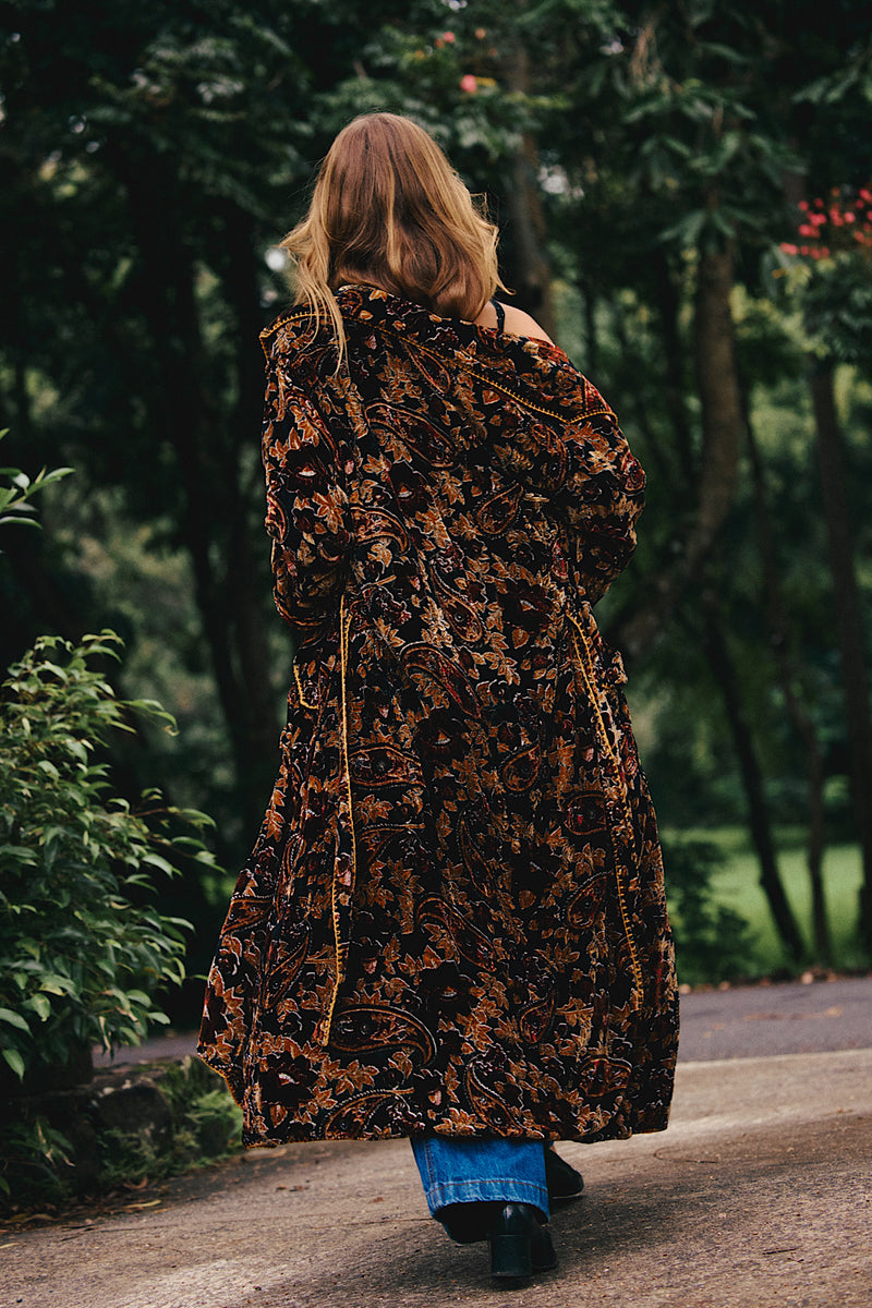 Roadhouse Blues Velvet Housecoat  -  Midnight Paisley - Chasing Unicorns