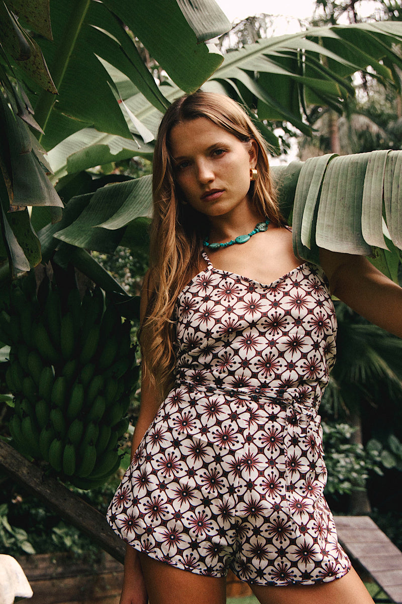 Slow Ride Cotton Tie Romper - Chasing Unicorns