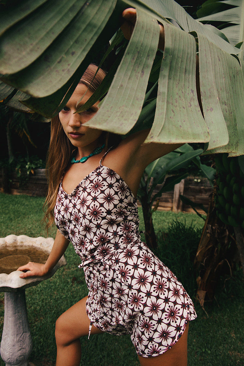 Slow Ride Cotton Tie Romper - Chasing Unicorns