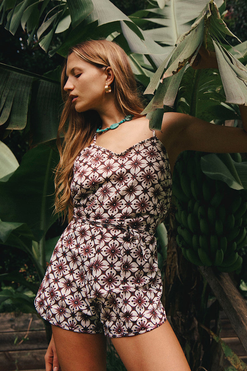 Slow Ride Cotton Tie Romper - Chasing Unicorns