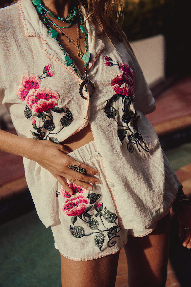 Sweet Jane Embroidered Gauze Shirt - Chasing Unicorns