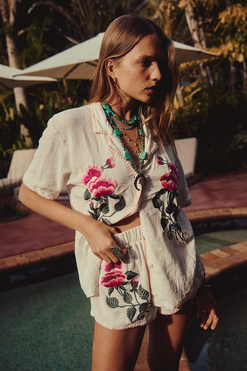 Sweet Jane Embroidered Gauze Shirt - Chasing Unicorns