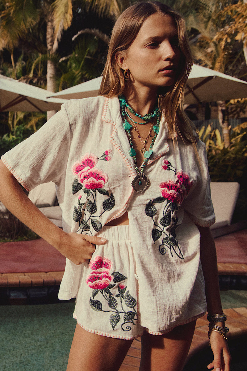 Sweet Jane Embroidered Gauze Shirt - Chasing Unicorns