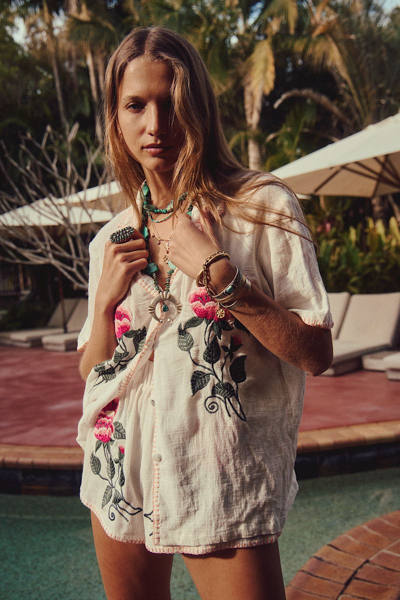 Sweet Jane Embroidered Gauze Shirt - Chasing Unicorns