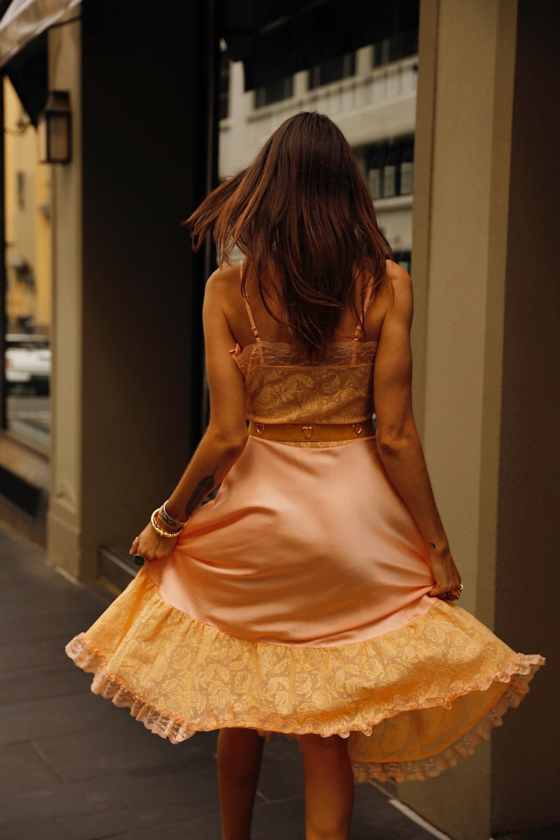 Take The Long Road Home Silk + Lace Slip Dress - Ombré Sunset - Chasing Unicorns