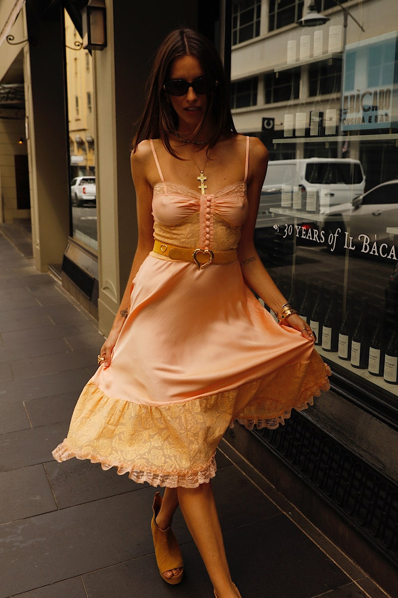 Take The Long Road Home Silk + Lace Slip Dress - Ombré Sunset - Chasing Unicorns