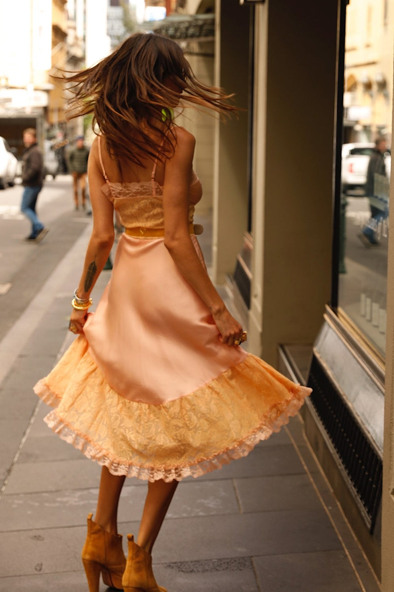 Take The Long Road Home Silk + Lace Slip Dress - Ombré Sunset - Chasing Unicorns