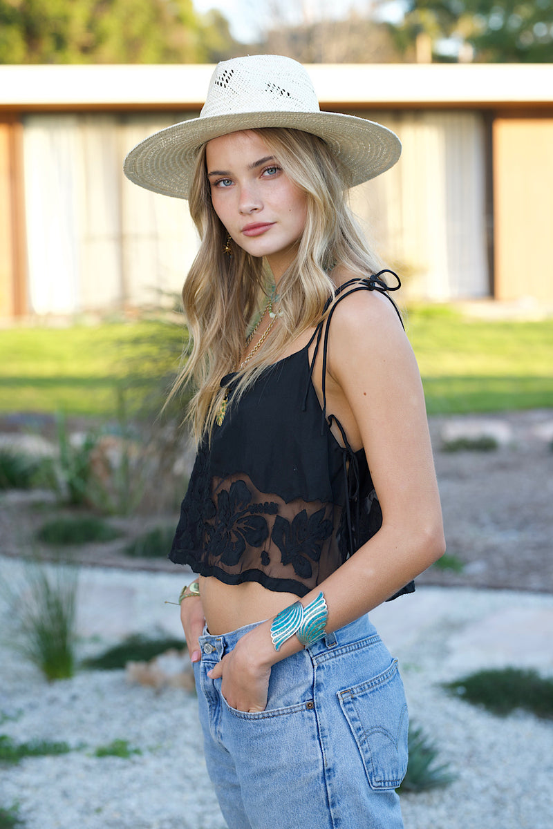 Texas Hold ‘ Em Silk Twill Applique Camisole - Chasing Unicorns