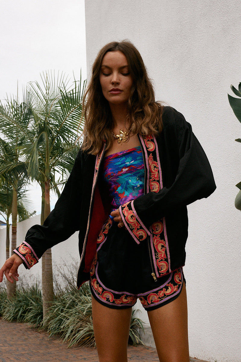 That’s What I Like Silk Satin Embroidered Jacket - Chasing Unicorns