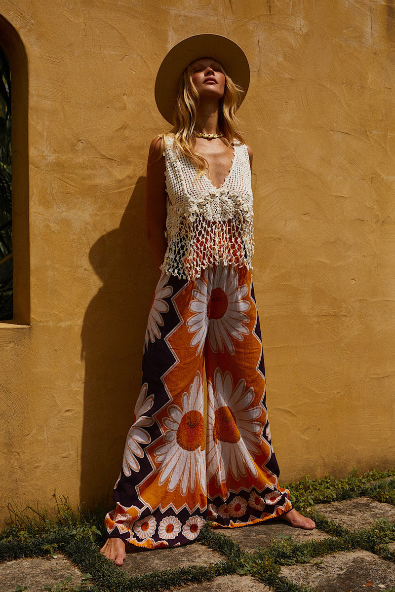 The Golden Road Cotton Gauze Palazzo Pants - Daisy - Chasing Unicorns