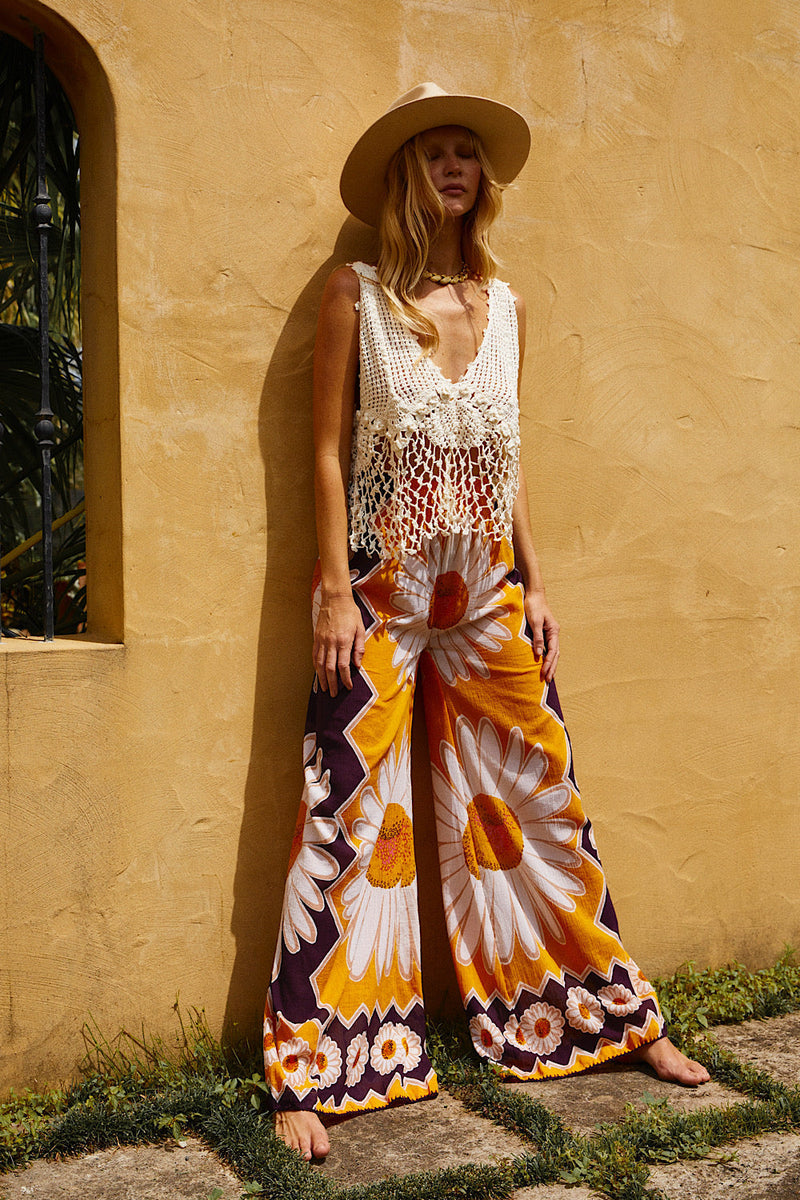 The Golden Road Cotton Gauze Palazzo Pants - Daisy - Chasing Unicorns