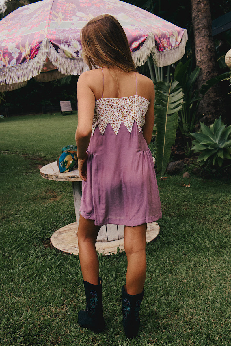 The Look Of Love Silk Rayon Mini Dress - Lilac - Chasing Unicorns