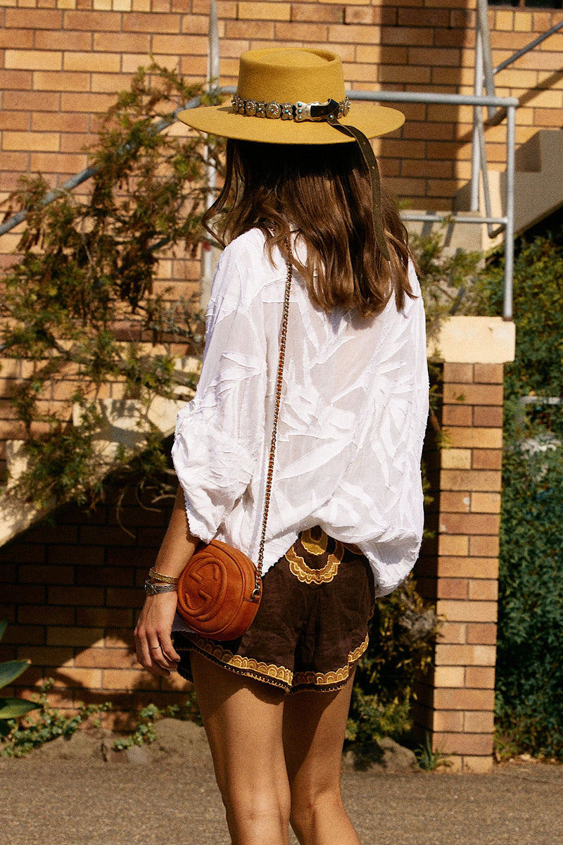 Till The Moon Don’t Shine Silk Burnout Safari Shirt - Chasing Unicorns