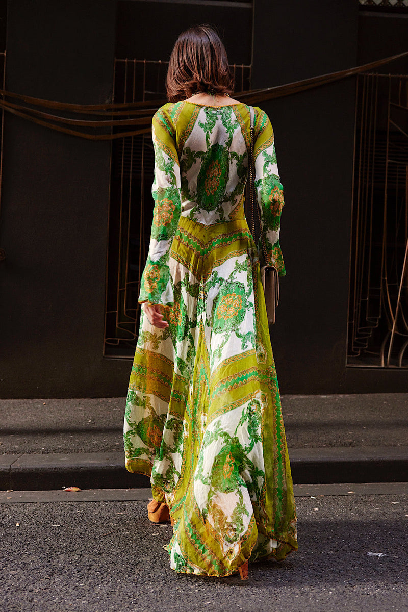 Under My Thumb Silk/Cotton Maxi Duster Dress - Verdant - Chasing Unicorns