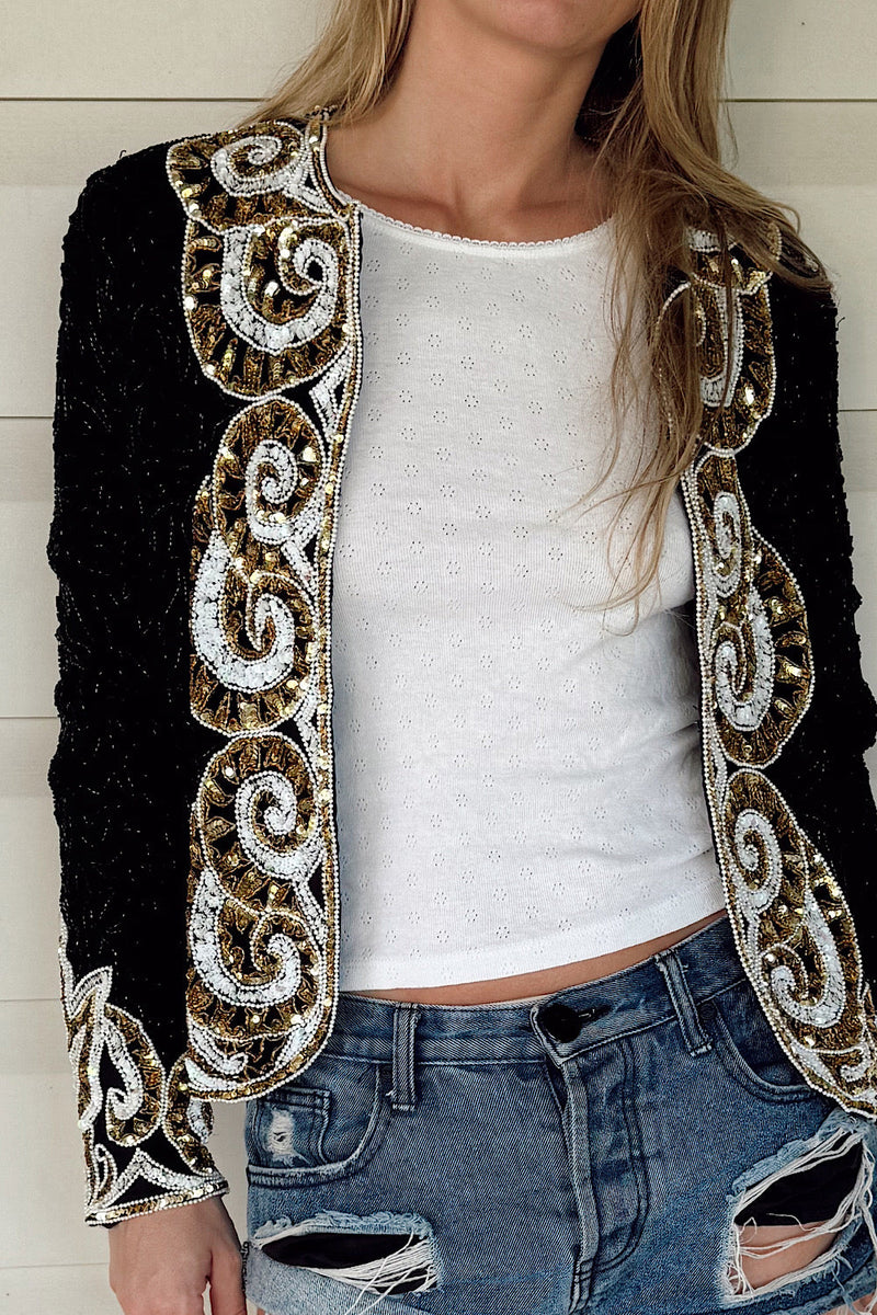 Vintage Black Faux Fur Jacket Chasing Unicorns
