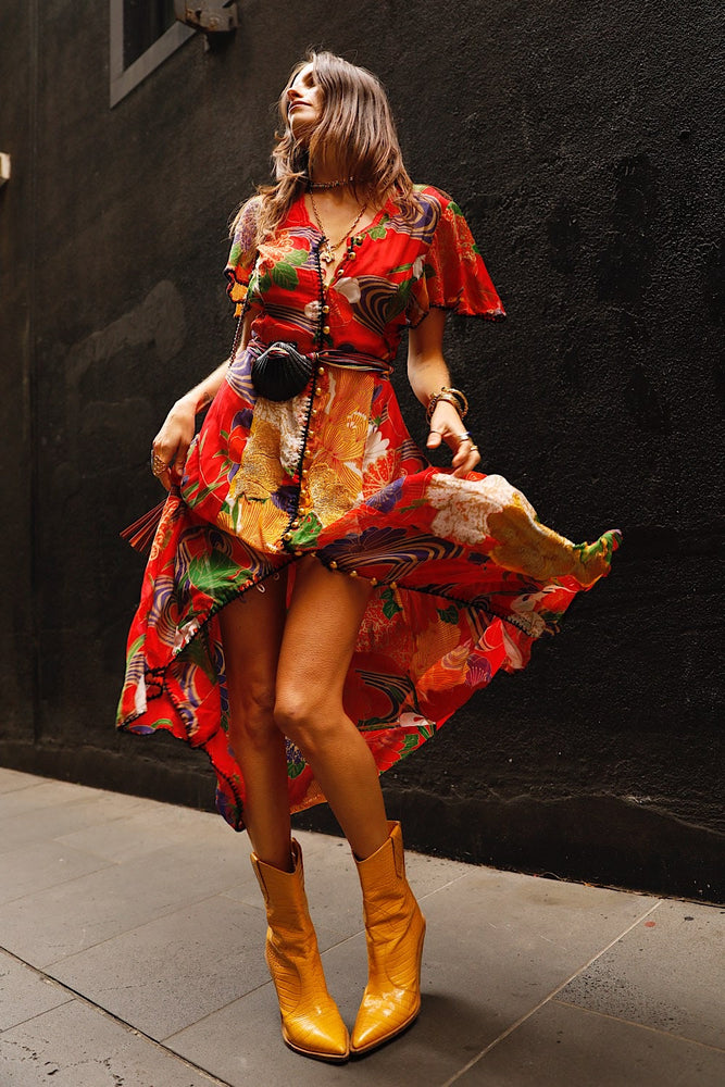 What I Did For Love Silk/Cotton Gauze, Embroidered + Midi Dress