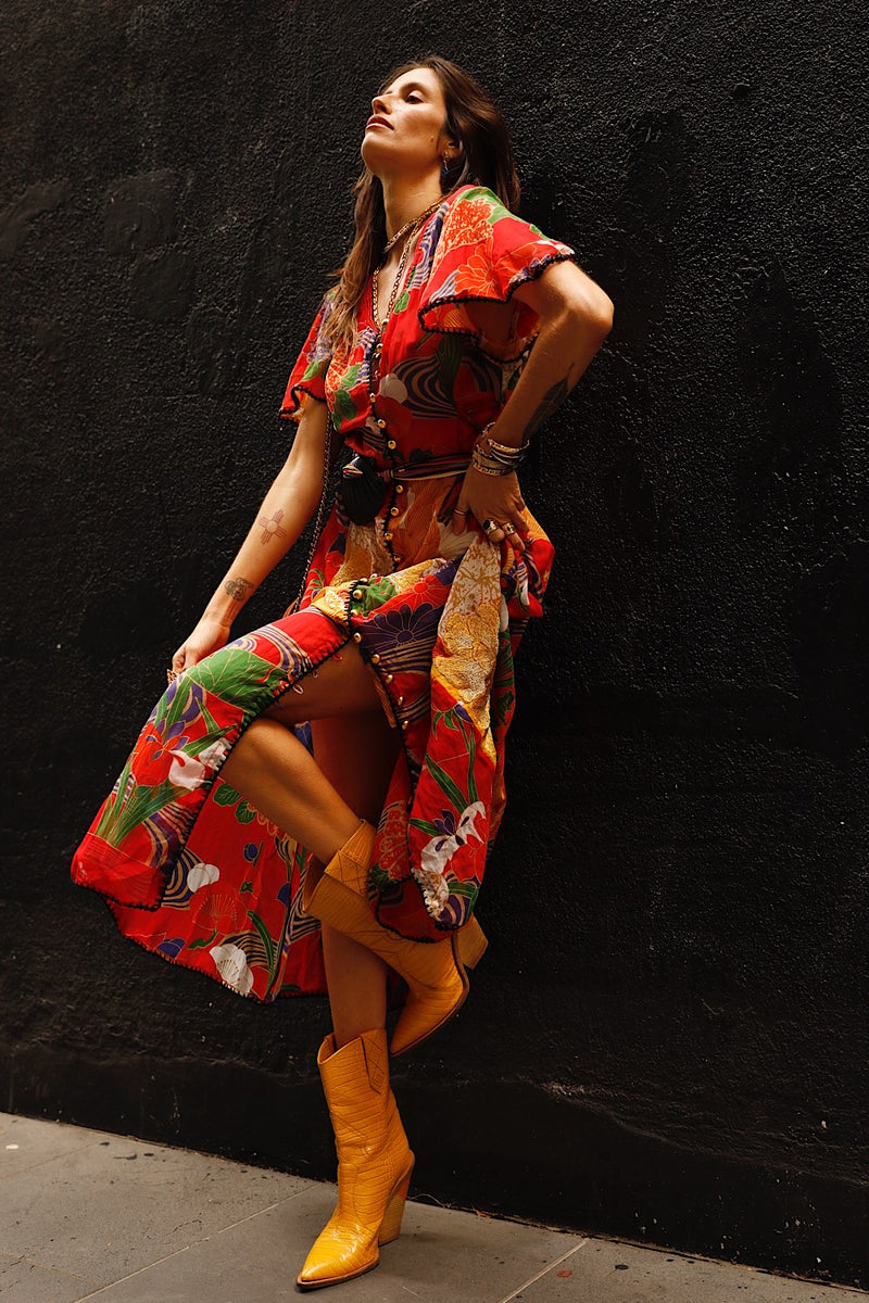 What I Did For Love Silk/Cotton Gauze, Embroidered + Midi Dress - Chasing Unicorns