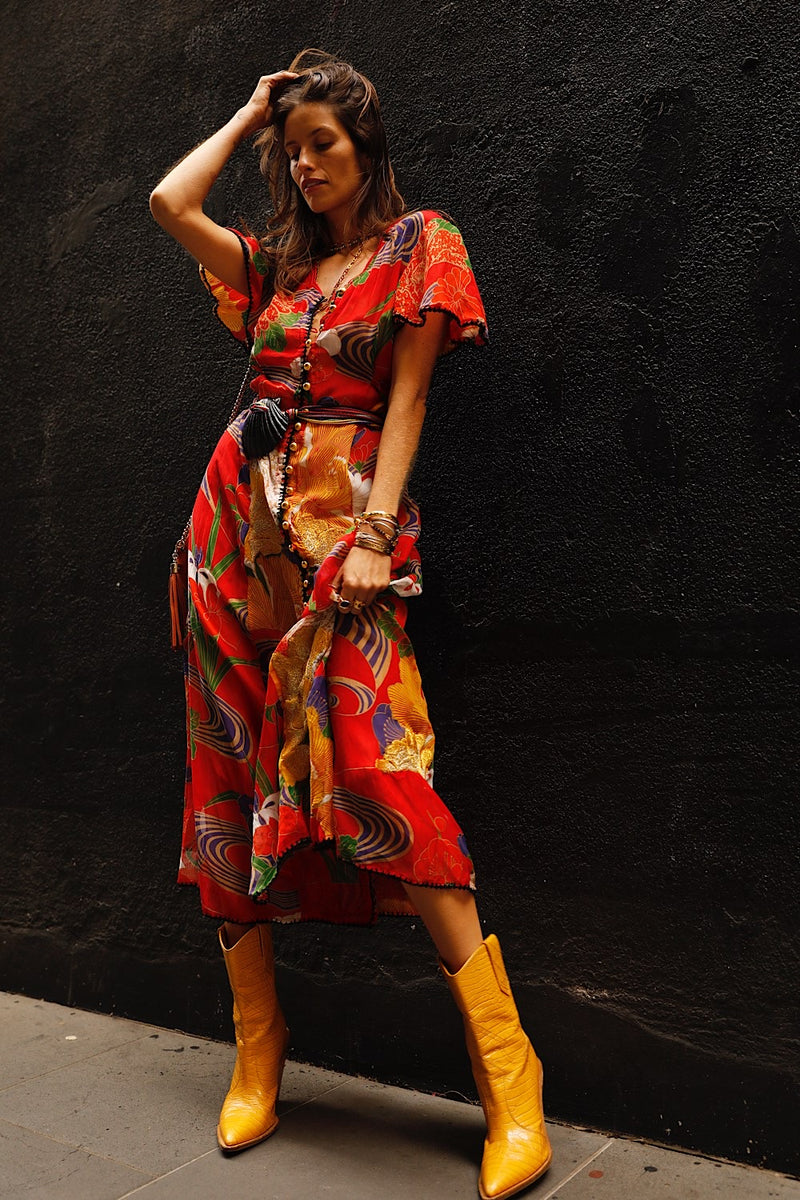 What I Did For Love Silk/Cotton Gauze, Embroidered + Midi Dress - Chasing Unicorns