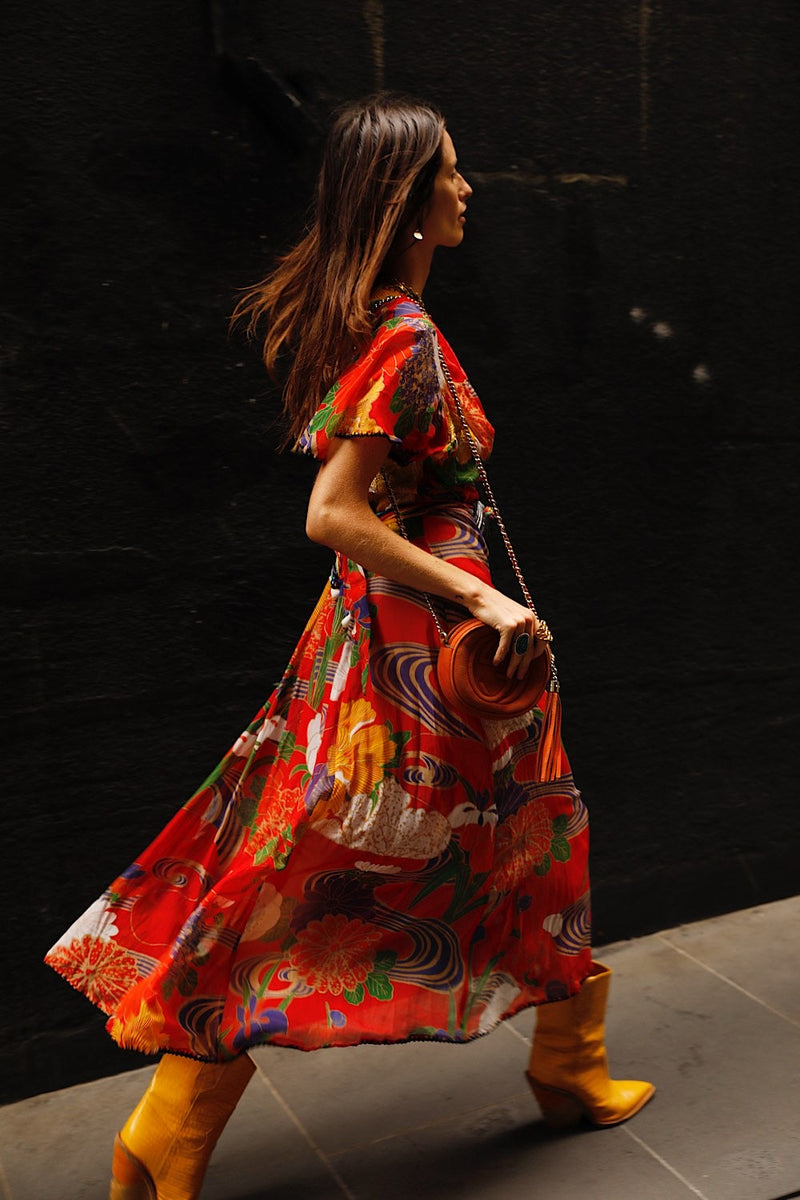 What I Did For Love Silk/Cotton Gauze, Embroidered + Midi Dress - Chasing Unicorns