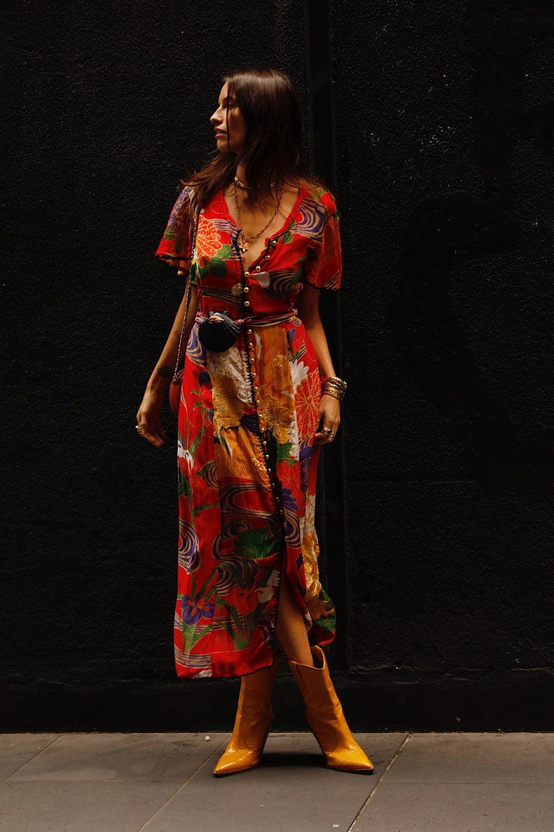 What I Did For Love Silk/Cotton Gauze, Embroidered + Midi Dress - Chasing Unicorns