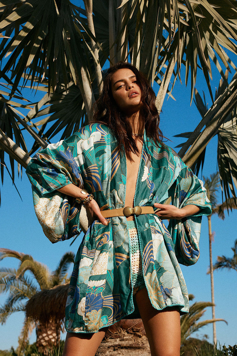 What I Did For Love Silk Satin Kimono - Chasing Unicorns