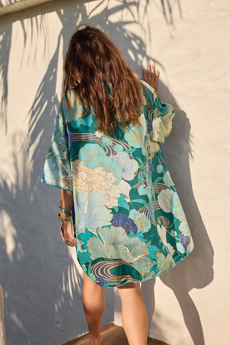 What I Did For Love Silk Satin Super Oversized Shirt - aqua - Chasing Unicorns