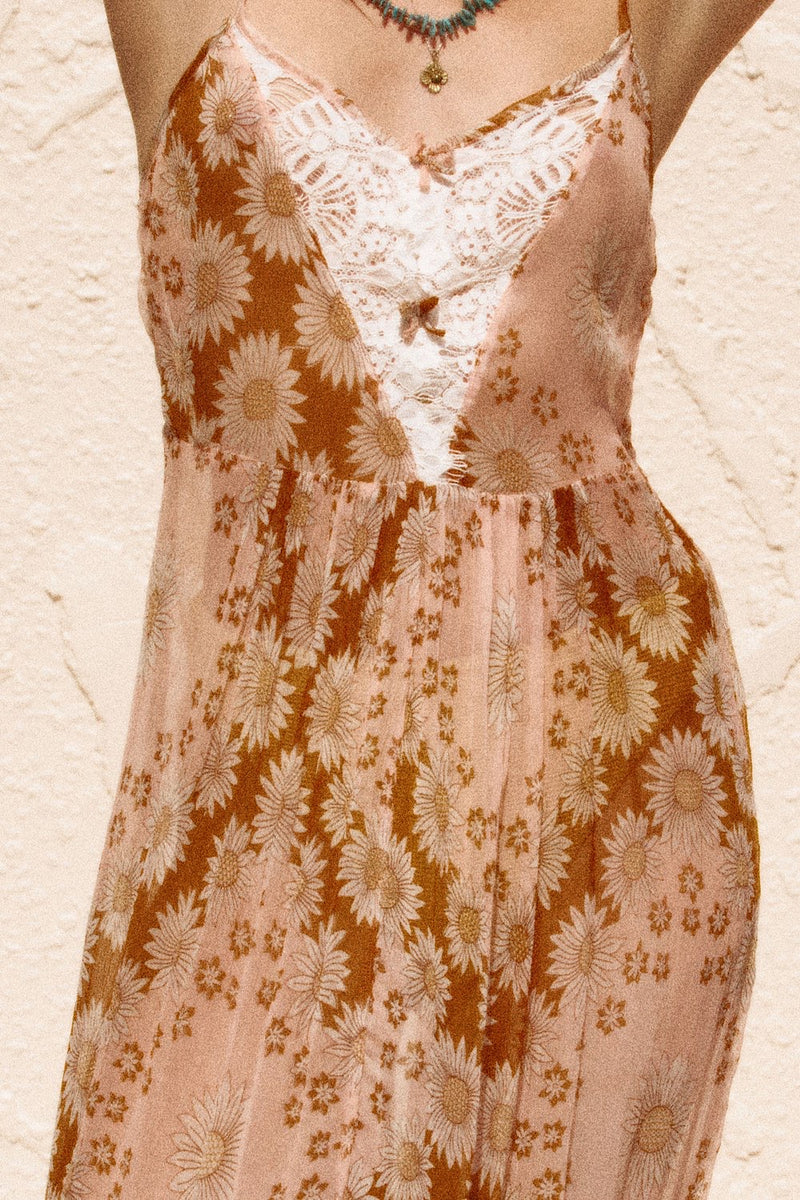 Where You Lead Silk + Lace Maxi Slip Dress - Daisy - Chasing Unicorns