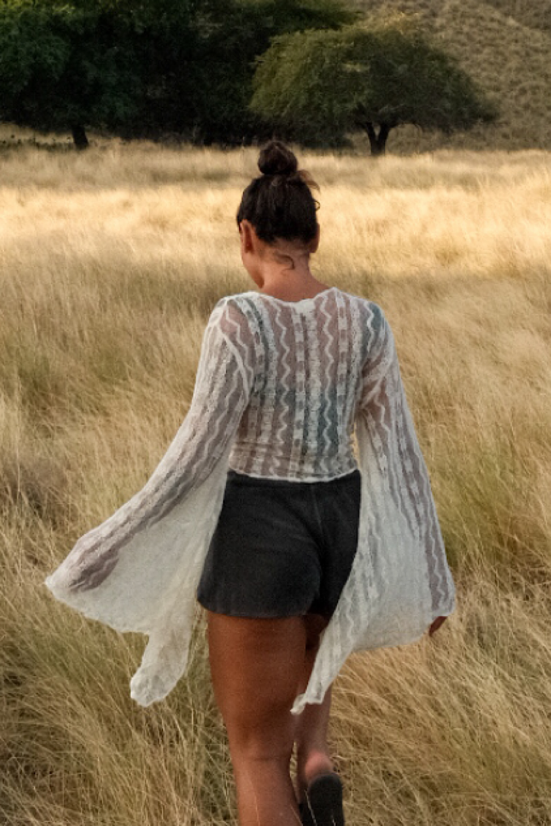 White Cloud Lace Tie Blouse - Chasing Unicorns