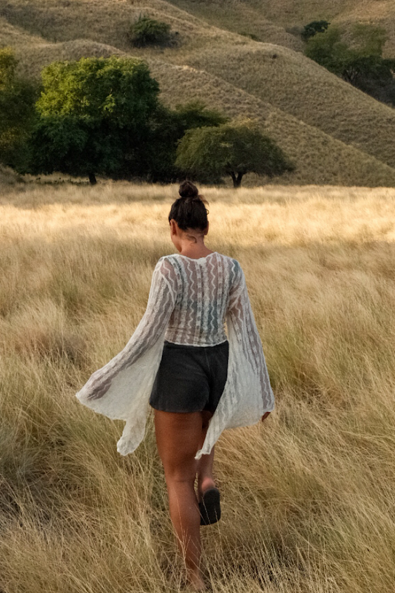 White Cloud Lace Tie Blouse - Chasing Unicorns