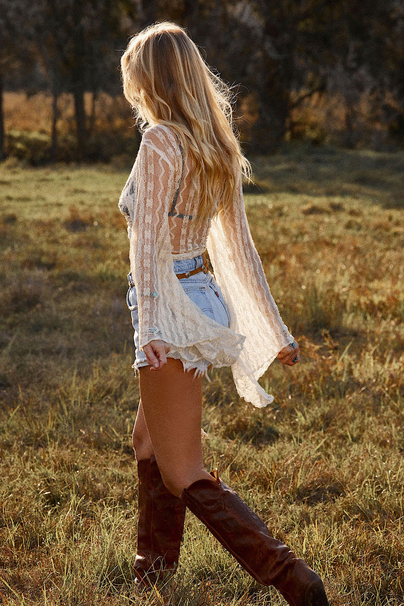 White Cloud Lace Tie Blouse - Chasing Unicorns