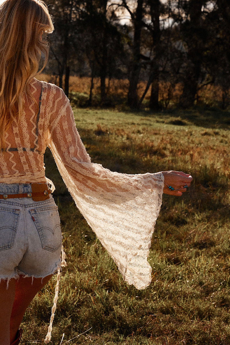 White Cloud Lace Tie Blouse - Chasing Unicorns